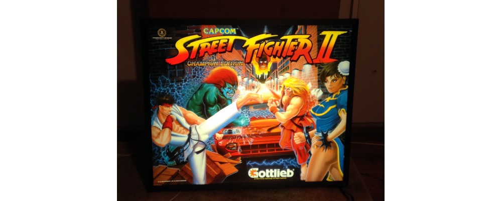 Street Fighter II Champion Edition - Original Pinball Marquee - Lightbox - Capcom